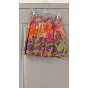 Women's Free People Mini Skirt M Purple Orange Floral